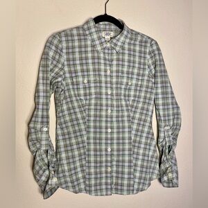Vintage Levi's 100% Cotton Green, White, Blue, & Red Plaid Button Down Shirt